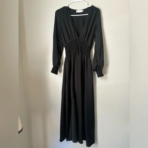 RESA Jade Black Long Sleeve Maxi Dress - Size M - Picture 4 of 7